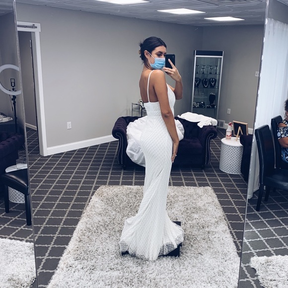 Beaded Gown w/ Train - Picture 4 of 10